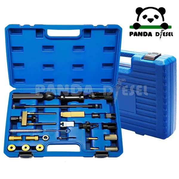 ensemble de kit d'outils de réparation de qualité supérieure pour injecteurs essence, diesel et bi-carburant VW Audi, comprenant outils de démontage et marteau extracteur