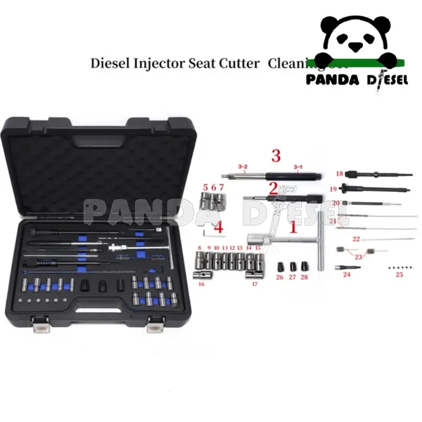 ensemble complet d'outils durables de coupe de siège d'injecteur diesel et de nettoyage et réparation, kit de 28 pièces, fabricant