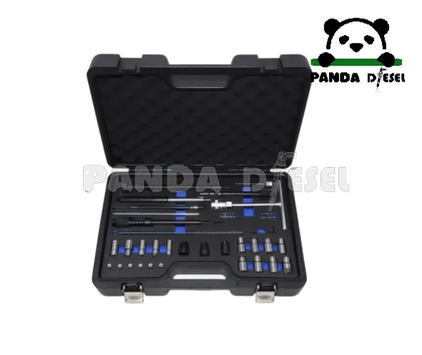 Kit complet de 28 pièces d'outils durables de coupe de siège d'injecteur diesel et de nettoyage et réparation